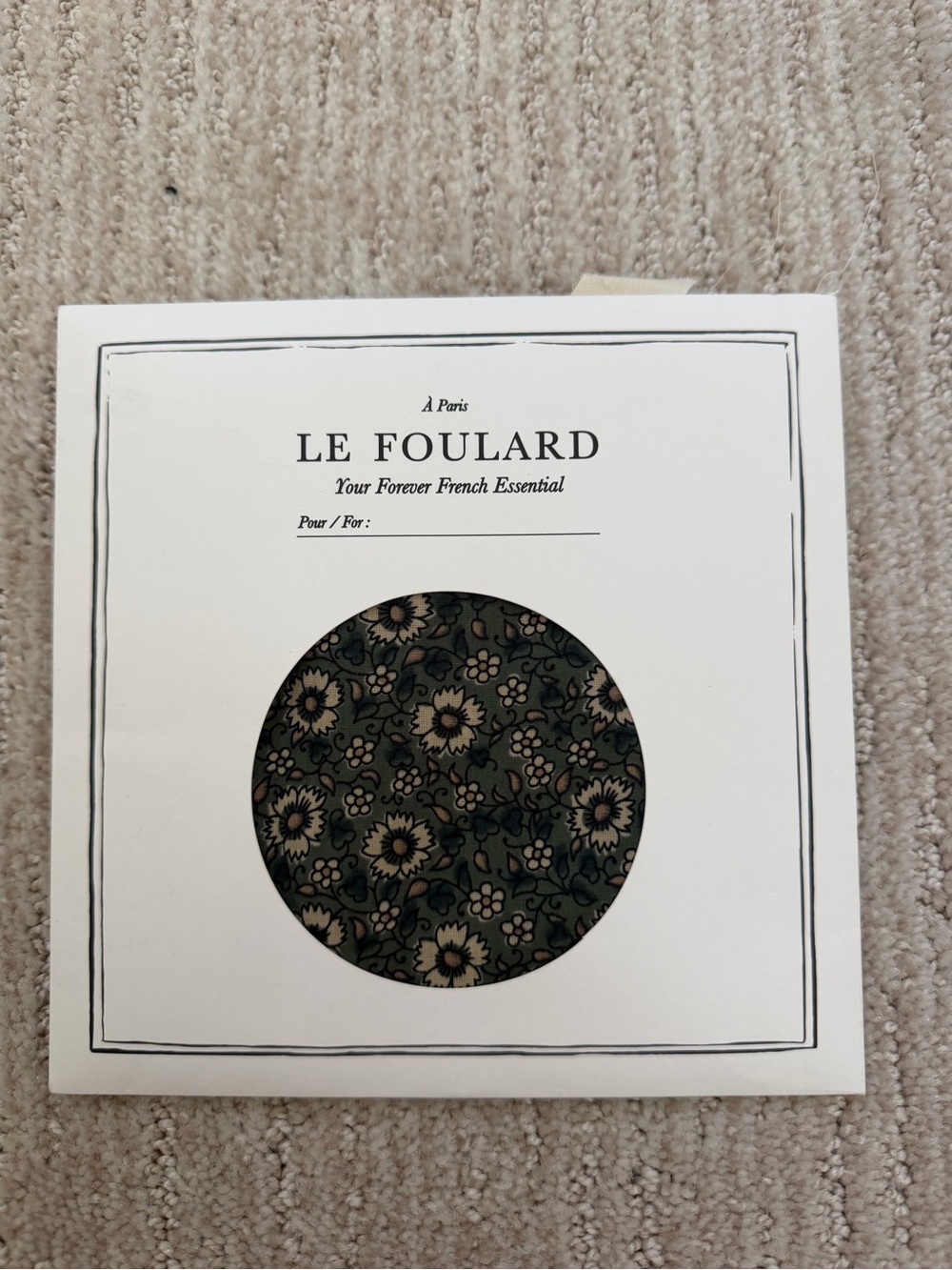Sezane Floral Foulard in Dark Green and Cream